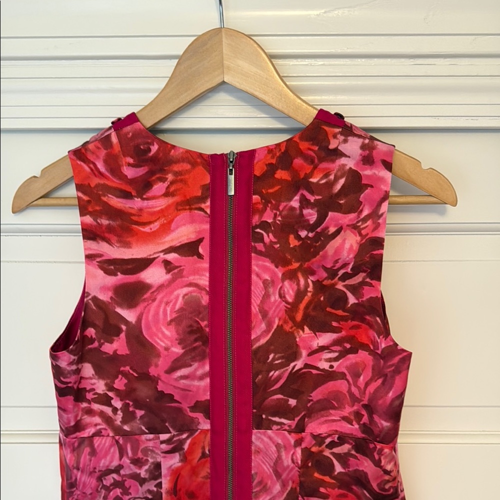 Rebecca Taylor Floral Red and Pink Sleeveless Dress Wedding, Derby, or Party - Picture 8 of 9